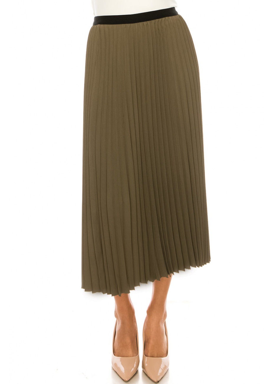 Classic Pleated Olive Skirt